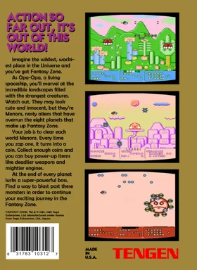 Fantasy Zone (USA) (Tengen) (Unl) box cover back